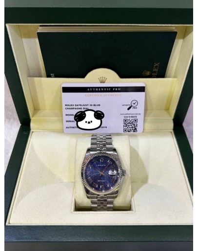 ROLEX DATEJUST 36 REF 116234 JUBILEE BLUE COMPUTER ROMAN NUMBERALS DIAL 36MM AUTOMATIC WATCH 