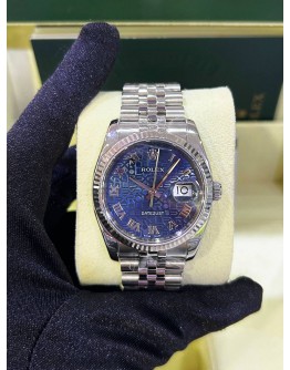 ROLEX DATEJUST 36 REF 116234 JUBILEE BLUE COMPUTER ROMAN NUMBERALS DIAL 36MM AUTOMATIC WATCH 