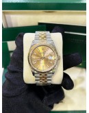 ROLEX DATEJUST JUBILEE 36 REF 126233 HALF 18K 750 YELLOW GOLD CHAMPAGNE DIAL 36MM AUTOMATIC WATCH