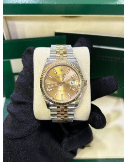 ROLEX DATEJUST JUBILEE 36 REF 126233 HALF 18K 750 YELLOW GOLD CHAMPAGNE DIAL 36MM AUTOMATIC WATCH