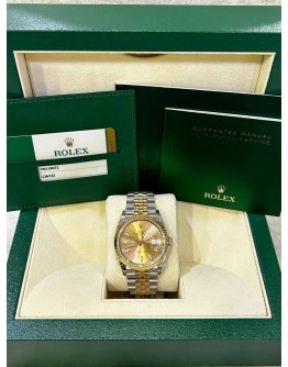 ROLEX DATEJUST JUBILEE 36 REF 126233 HALF 18K 750 YELLOW GOLD CHAMPAGNE DIAL 36MM AUTOMATIC WATCH