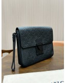 LOUIS VUITTON S LOCK A4 POUCH CLUTCH WITH WRISTLET STRAP  