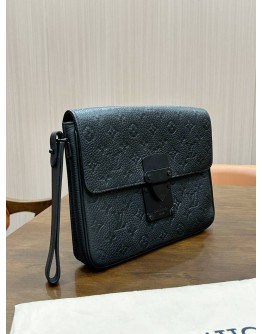 LOUIS VUITTON S LOCK A4 POUCH CLUTCH WITH WRISTLET STRAP  