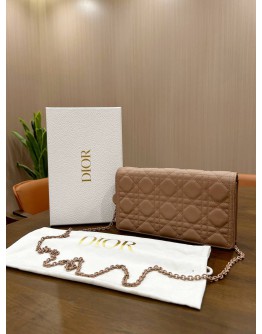 CHRISTIAN DIOR LADY DIOR WOC IN DUSTY ROSE ULTRAMATTE CANNAGE CALF LEATHER