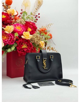 YSL SAINT LAURENT BABY CABAS IN BLACK CALFSKIN LEATHER