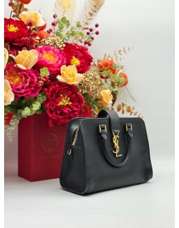 YSL SAINT LAURENT BABY CABAS IN BLACK CALFSKIN LEATHER