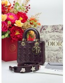 CHRISTIAN DIOR SMALL LADY DIOR MY ABCDIOR BAG IN BURGUNDY LAMBSKIN LEATHER