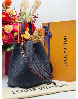 LOUIS VUITTON NEONOE MM IN DARK BLUE MONOGRAM EMPREINTE LEATHER