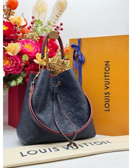 LOUIS VUITTON NEONOE MM IN DARK BLUE MONOGRAM EMPREINTE LEATHER