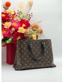 LOUIS VUITTON FLOWER TOTE TOP HANDLE & SHOULDER BAG IN BROWN MONOGRAM CANVAS & BLACK CALFSKIN LEATHER