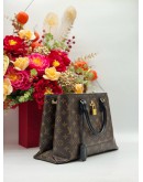 LOUIS VUITTON FLOWER TOTE TOP HANDLE & SHOULDER BAG IN BROWN MONOGRAM CANVAS & BLACK CALFSKIN LEATHER