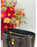 LOUIS VUITTON FLOWER TOTE TOP HANDLE & SHOULDER BAG IN BROWN MONOGRAM CANVAS & BLACK CALFSKIN LEATHER