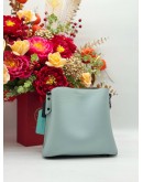 COACH WILLOW BUCKET SHOULDER BAG IN LIGHT BLUE & LIGHT GREY PEBBLED LEATHER