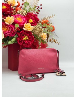 BRAUN BUFFEL POUCH & CROSSBODY BAG IN PINK PEBBLED LEATHER