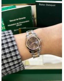 ROLEX LADY DATEJUST REF 179161 HALF 18K 750 ROSE GOLD BROWN DIAMOND DIAL 26MM AUTOMATIC WATCH