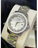 LONGINES CONQUEST REF L3.281.0.87.6 MOTHER OF PEARL DIAL DIAMOND BEZEL 34MM QUARTZ WATCH