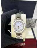 LONGINES CONQUEST REF L3.281.0.87.6 MOTHER OF PEARL DIAL DIAMOND BEZEL 34MM QUARTZ WATCH