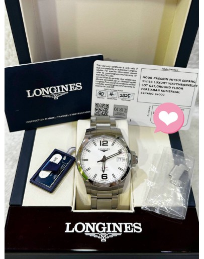 LONGINES CONQUEST VHP REF L3.716.4.76.6 WHITE DIAL 41MM AUTOMATIC WATCH