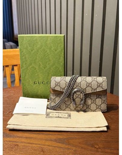 GUCCI SUPER MINI DIONYSUS IN GG SUPREME CANVAS CHAIN CROSSBODY BAG