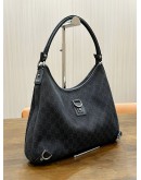 GUCCI ABBEY D-RING SHOULDER BAG IN BROWN GG CANVAS & IVORY CALF LEATHER 