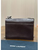 YSL YVES SAINT LAURENT BROWN CROCODILE EMBOSSED LEATHER SUNSET BAG