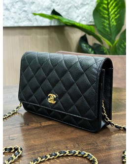 CHANEL CLASSIC WOC IN BLACK CAVIAR LEATHER WITH GOLD HARDWARE 