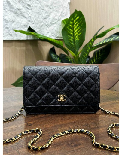 CHANEL CLASSIC WOC IN BLACK CAVIAR LEATHER WITH GOLD HARDWARE 