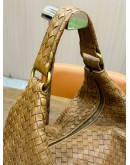 BOTTEGA VENETA SLOANE HOBO TAN BROWN INTRECCIATO LEATHER SHOULDER BAG 