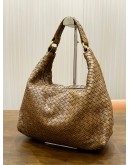 BOTTEGA VENETA SLOANE HOBO TAN BROWN INTRECCIATO LEATHER SHOULDER BAG 