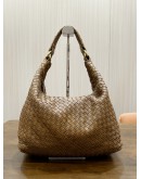 BOTTEGA VENETA SLOANE HOBO TAN BROWN INTRECCIATO LEATHER SHOULDER BAG 