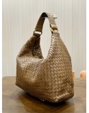BOTTEGA VENETA SLOANE HOBO TAN BROWN INTRECCIATO LEATHER SHOULDER BAG 