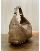 BOTTEGA VENETA SLOANE HOBO TAN BROWN INTRECCIATO LEATHER SHOULDER BAG 
