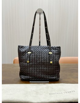 BOTTEGA VENETA WEEKENDER INTRECCIATO LEATHER SHOULDER TOTE BAG