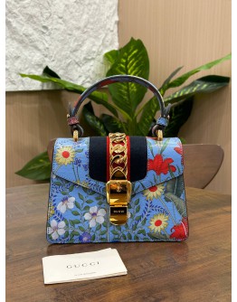 GUCCI MINI WEB SYLVIE FLORAL PRINT TOP HANDLE HANDBAG