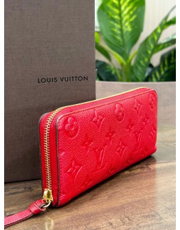 LOUIS VUITTON LONG WALLET IN CHERRY RED EMPREINTE MONOGRAM LEATHER WITH GOLD HARDWARE