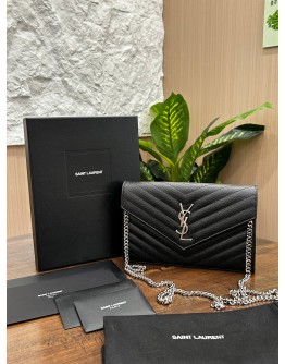 YSL YVES SAINT LAURENT CASSANDRE GRAINED CALF LEATHER ENVELOPE WOC   