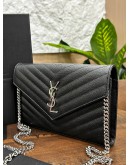YSL YVES SAINT LAURENT CASSANDRE GRAINED CALF LEATHER ENVELOPE WOC   