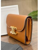 CELINE SMALL FLAP WALLET TRIOMPHE  IN SHINY SMOOTH LAMBSKIN LEATHER & GOLD HARDWARE