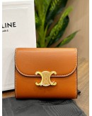 CELINE SMALL FLAP WALLET TRIOMPHE  IN SHINY SMOOTH LAMBSKIN LEATHER & GOLD HARDWARE