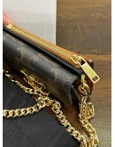 CELINE COIN PURSE / WALLET IN TRIOMPHE CANVAS & GOLD HARDWARE WITH CROSSBODY CHAIN