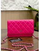 CHANEL CLASSIC WOC IN BARBIE PINK LAMBSKIN LEATHER WITH GOLD HARDWARE