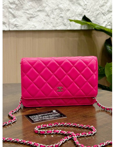 CHANEL CLASSIC WOC IN BARBIE PINK LAMBSKIN LEATHER WITH GOLD HARDWARE