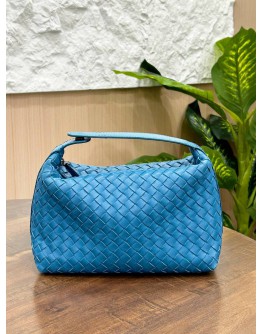 BOTTEGA VENETA SNAP TOP HANDLE INTRECCIATO NAPPA LEATHER HANDBAG