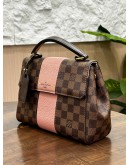 LOUIS VUITTON BOND STREETS BB MAGNOLIA TOP HANDLE HANDBAG IN DAMIER EBENE CANVAS & PINK TRIM LEATHER