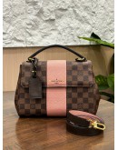 LOUIS VUITTON BOND STREETS BB MAGNOLIA TOP HANDLE HANDBAG IN DAMIER EBENE CANVAS & PINK TRIM LEATHER