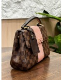 LOUIS VUITTON BOND STREETS BB MAGNOLIA TOP HANDLE HANDBAG IN DAMIER EBENE CANVAS & PINK TRIM LEATHER