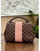 LOUIS VUITTON BOND STREETS BB MAGNOLIA TOP HANDLE HANDBAG IN DAMIER EBENE CANVAS & PINK TRIM LEATHER