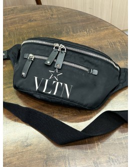 VALENTINO GARAVANI UOMO VLTNSTAR IN BLACK NYLON BELT BUMP BAG