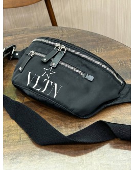 VALENTINO GARAVANI UOMO VLTNSTAR IN BLACK NYLON BELT BUMP BAG