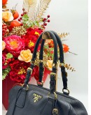 PRADA BAULETTO SHOULDER BAG IN BLACK VITELLO DAINO LEATHER